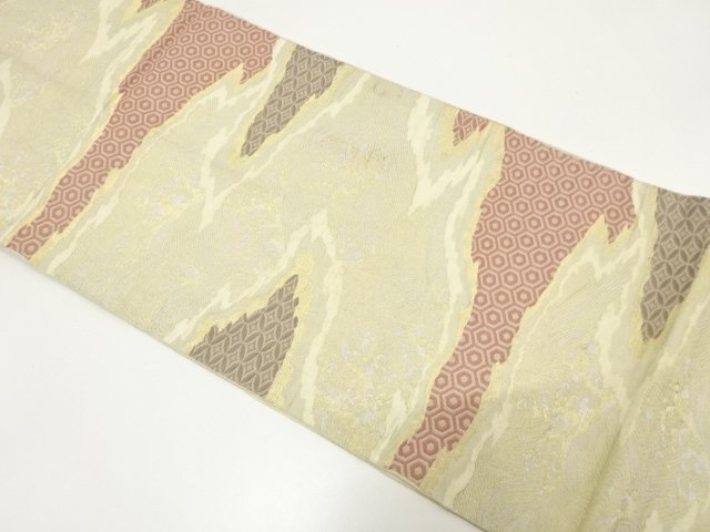 JAPANESE KIMONO / ANTIQUE FUKURO OBI / WOVEN ROUGH WAVE